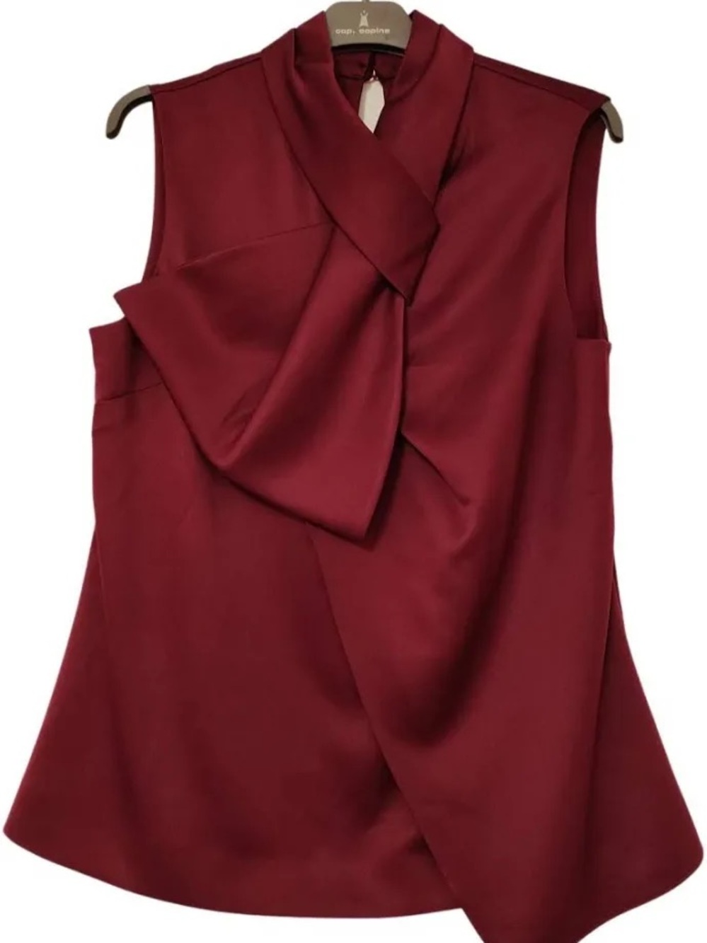Ted Baker Burgundy Draped Twisted Neck Sleeveless Top